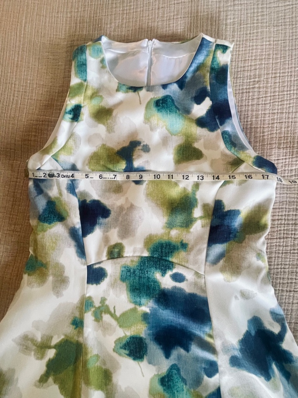 New Sleeveless Floral‎ Watercolor A-Line Dress in Teal & Olive - Picture 8 of 8